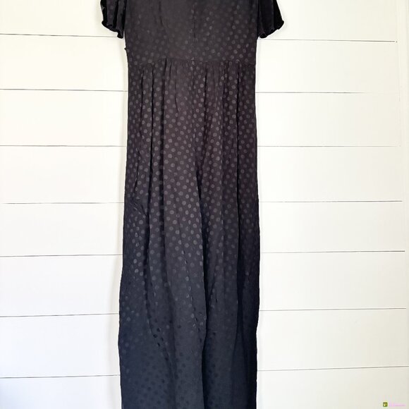 Madewell Polka Dot Black Short Sleeve Jump Suit With Tie Front Size 4 - Picture 4 of 4